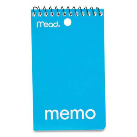 Mead Wirebound Memo Pad with Wall-Hanger Eyelet, Medium/College Rule, Randomly Assorted Cover Colors, 60 White 3 x 5 Sheets (45354)