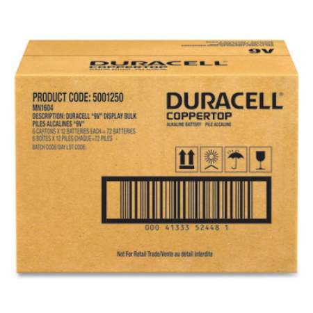 Duracell CopperTop Alkaline 9V Batteries, 72/Carton (MN1604CT)