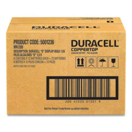 Duracell CopperTop Alkaline D Batteries, 72/Carton (MN1300BKD)