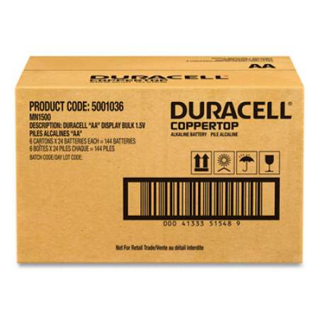 Duracell CopperTop Alkaline AA Batteries, 144/Carton (MN1500BKD)