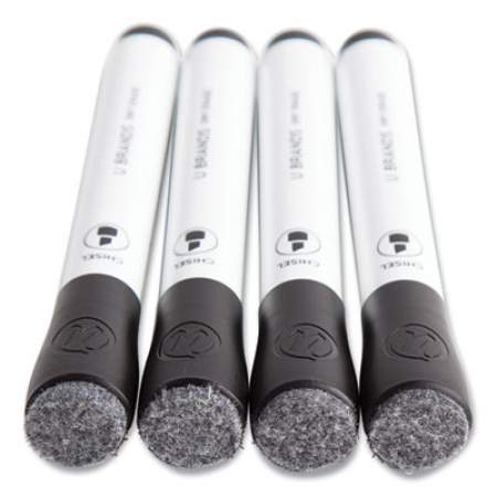 U Brands Chisel Tip Low-Odor Dry-Erase Markers with Erasers, Broad Chisel Tip, Black, Dozen (2925U0012)