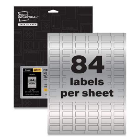 Avery PermaTrack Metallic Asset Tag Labels, Laser Printers, 0.5 x 1, Silver, 84/Sheet, 8 Sheets/Pack (60519)