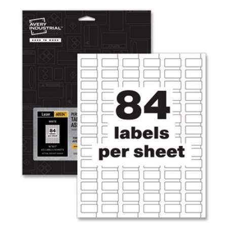 Avery PermaTrack Tamper-Evident Asset Tag Labels, Laser Printers, 0.5 x 1, White, 84/Sheet, 8 Sheets/Pack (60534)