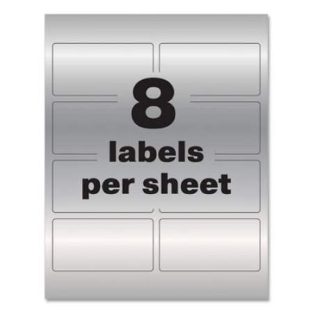 Avery PermaTrack Metallic Asset Tag Labels, Laser Printers, 2 x 3.75, Silver, 8/Sheet, 8 Sheets/Pack (61520)