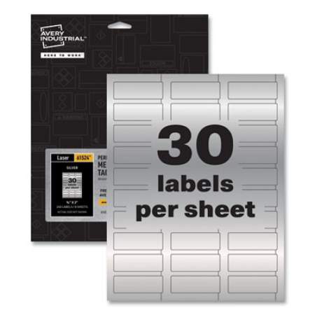 Avery PermaTrack Metallic Asset Tag Labels, Laser Printers, 0.75 x 2, Metallic Silver, 30/Sheet, 8 Sheets/Pack (61524)