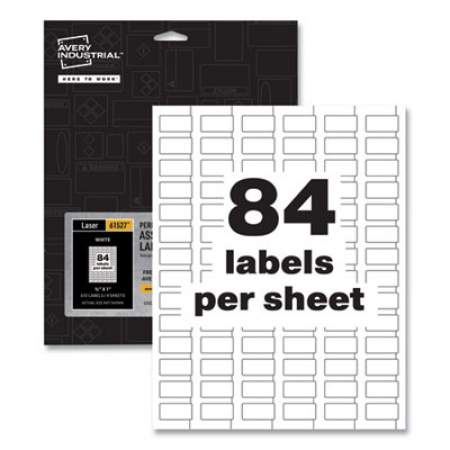 Avery PermaTrack Durable White Asset Tag Labels, Laser Printers, 0.5 x 1, White, 84/Sheet, 8 Sheets/Pack (61527)