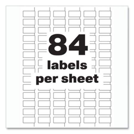 Avery PermaTrack Durable White Asset Tag Labels, Laser Printers, 0.5 x 1, White, 84/Sheet, 8 Sheets/Pack (61527)