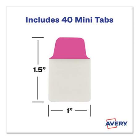 Avery Ultra Tabs Repositionable Mini Tabs, 1/5-Cut Tabs, Assorted Neon, 1" Wide, 40/Pack (74759)