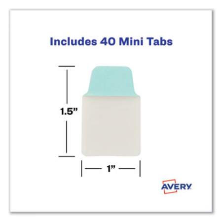 Avery Ultra Tabs Repositionable Mini Tabs, 1/5-Cut Tabs, Assorted Pastels, 1" Wide, 40/Pack (74761)