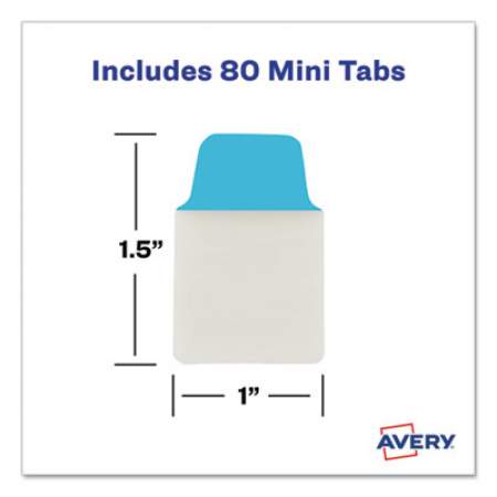 Avery Ultra Tabs Repositionable Mini Tabs, 1/5-Cut Tabs, Assorted Primary Colors, 1" Wide, 80/Pack (74763)