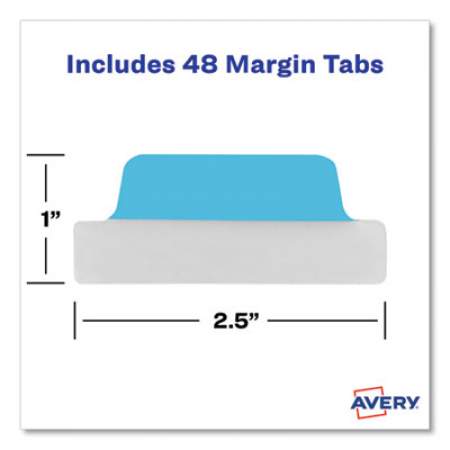 Avery Ultra Tabs Repositionable Margin Tabs, 1/5-Cut Tabs, Assorted Primary Colors, 2.5" Wide, 48/Pack (74866)