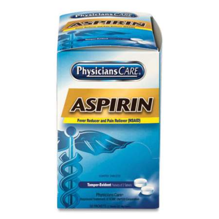 PhysiciansCare Aspirin Medication, Two-Pack, 50 Packs/Box (90014)