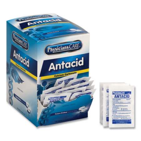 PhysiciansCare Antacid Calcium Carbonate Medication, Two-Pack, 50 Packs/Box (90089)