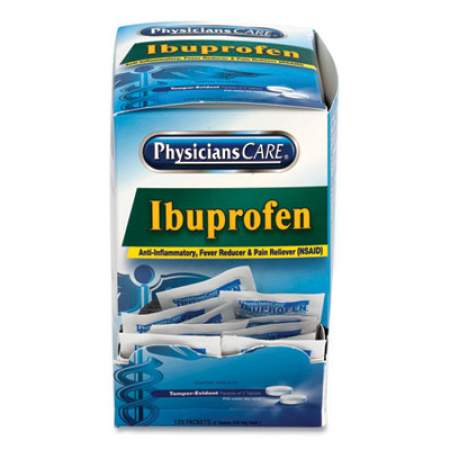 PhysiciansCare Ibuprofen Pain Reliever, Two-Pack, 125 Packs/Box (90109)