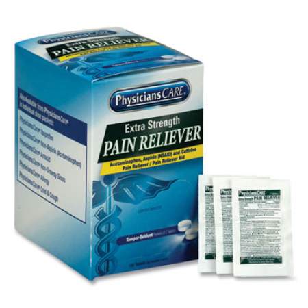 PhysiciansCare Extra-Strength Pain Reliever, Two-Pack, 50 Packs/Box (90316)