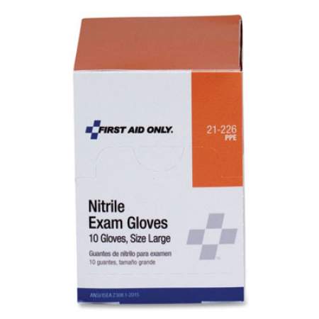 PhysiciansCare by First Aid Only Ambidextrous Non-Sterile Single Use Nitrile Medical Gloves, Large, 10/Box (21226)