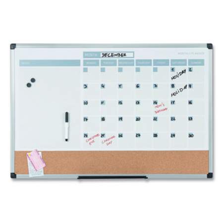 MasterVision 3-in-1 Calendar Planner Dry Erase Board, 36 x 24, Silver Frame (MB0707186P)