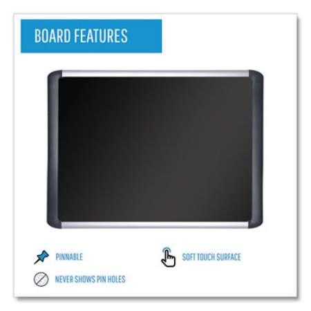 MasterVision Black fabric bulletin board, 48 x 72, Silver/Black (MVI270301)