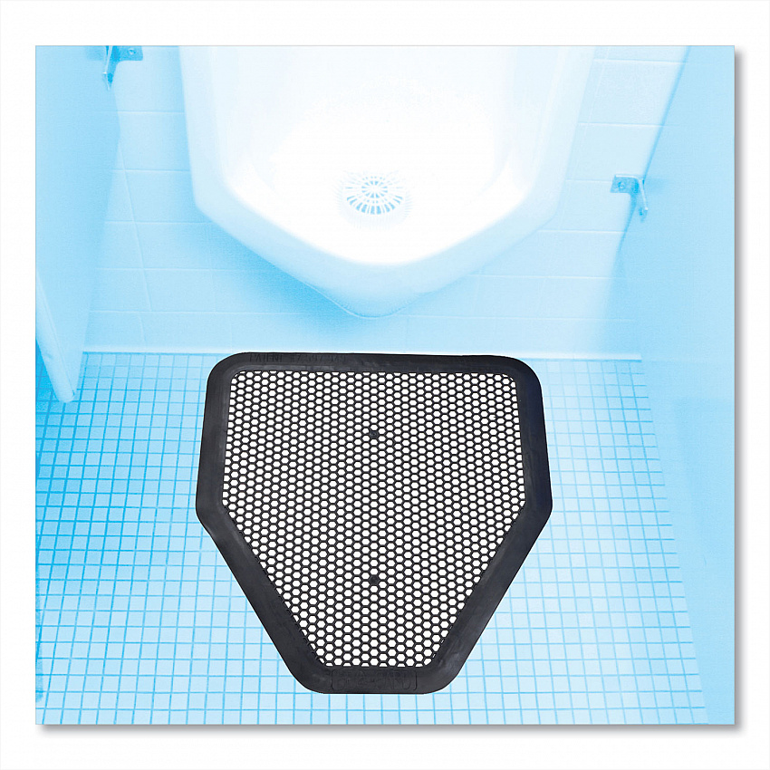 Deo-Gard Disposable Urinal Mat, Shield-Shaped, Fresh Mountain Air Scent, Charcoal Gray Perforated Surface, 17.5 x 20.5, 6/CT (6668)