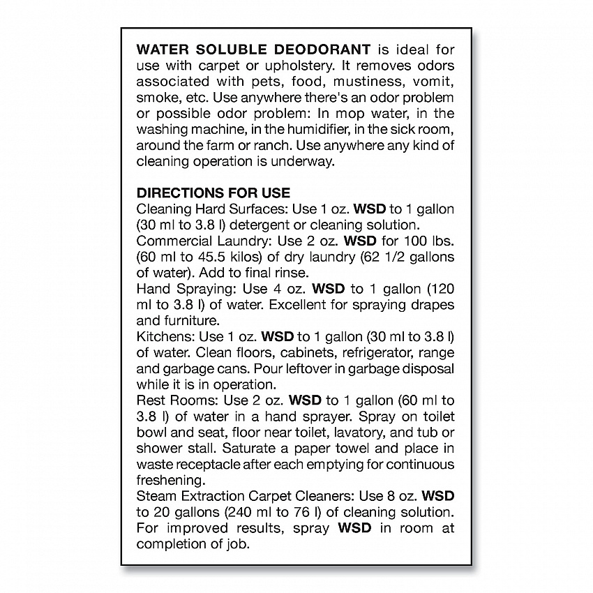 Water-Soluble Deodorant, Lemon, 1 gal Bottle, 4/Carton (1618)