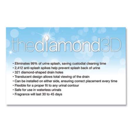 Big D Diamond 3D Urinal Screen, Mountain Air Scent, Blue, 10/Pack, 6 Packs/Carton (623CT)