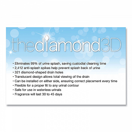 Diamond 3D Urinal Screen, Mountain Air Scent, Blue, 10/Pack, 6 Packs/Carton (623CT)