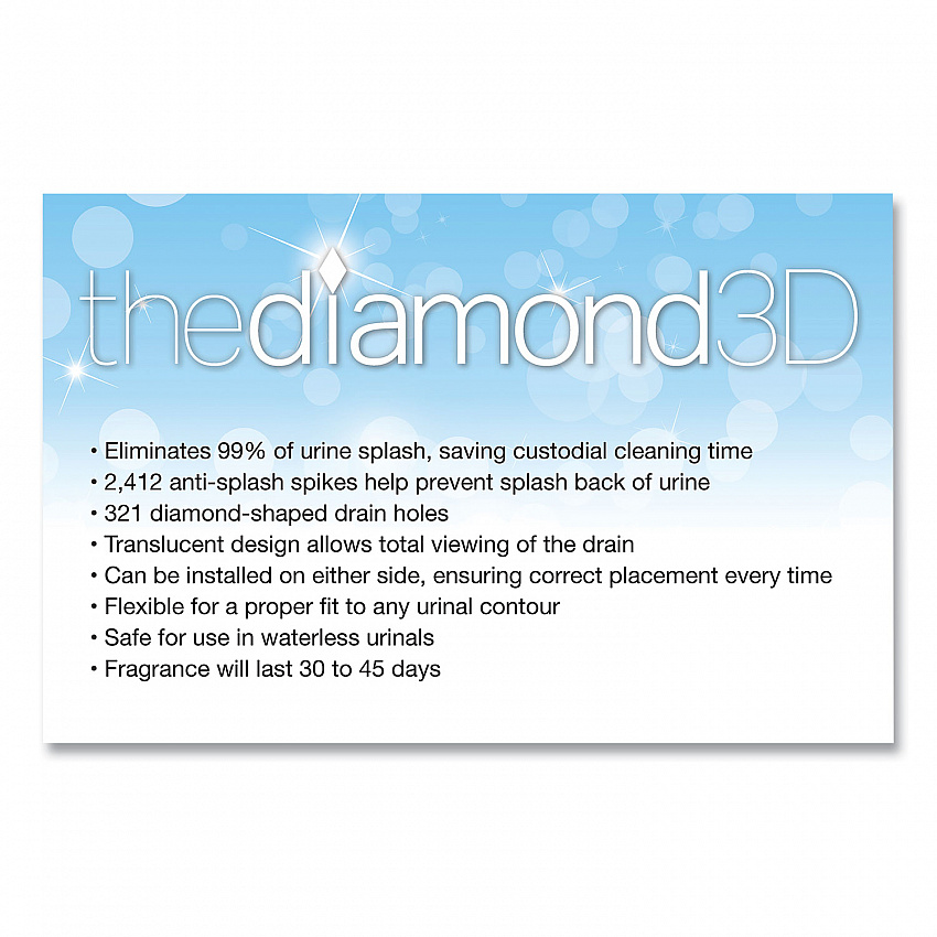 Diamond 3D Urinal Screen, Mountain Air Scent, Blue, 10/Pack, 6 Packs/Carton (623CT)