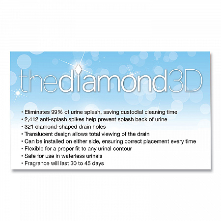 Diamond 3D Urinal Screen, Melon Mist Scent, Clear, 10/Pack, 6 Packs/Carton (621CT)