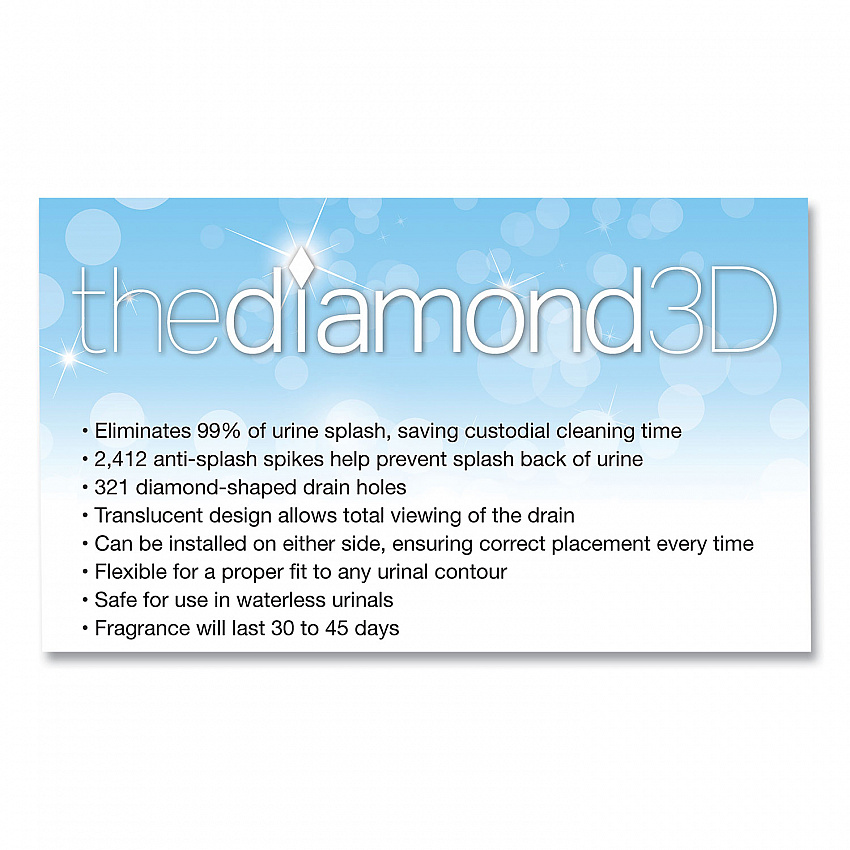 Diamond 3D Urinal Screen, Melon Mist Scent, Clear, 10/Pack, 6 Packs/Carton (621CT)