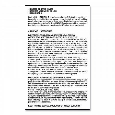 Enzym D Digester Liquid Deodorant, Lemon, 32 oz Bottle, 12/Carton (500)