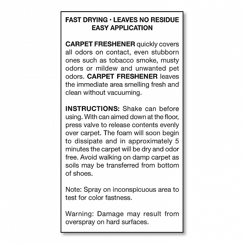 No-Vacuum Carpet Freshener, Fresh Scent, 14 oz Aerosol Spray, 12/Carton (241)
