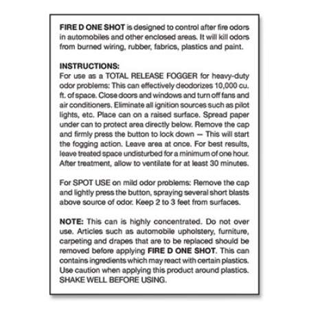Big D Fire D One Shot Aerosol, 5 oz Aerosol Spray, 12/Carton (202)