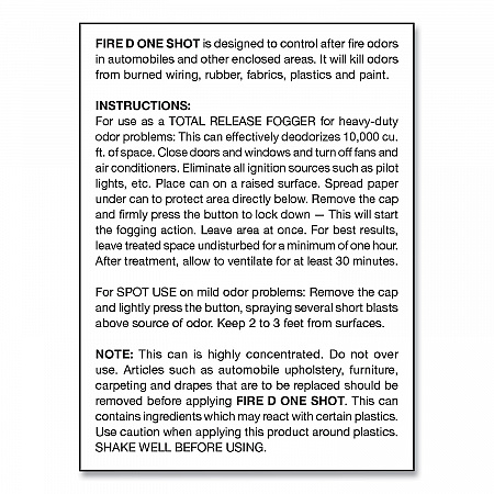 Fire D One Shot Aerosol, 5 oz Aerosol Spray, 12/Carton (202)