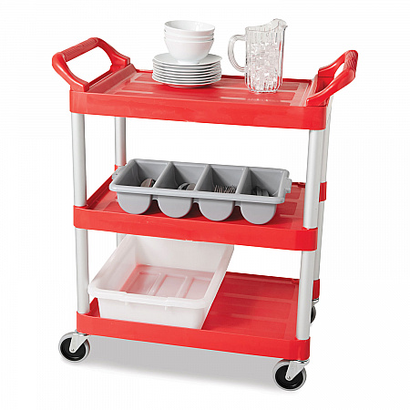 Cutlery Bin, 4 Compartments, 11.5 x 21.25 x 3.75, Plastic, Gray (3362GRA)