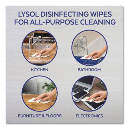 LYSOL Disinfecting Wipes, 7 x 7.25, Lemon and Lime Blossom, 80 Wipes/Canister, 6 Canisters/Carton (77182CT)