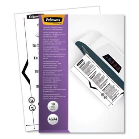 Fellowes Laminator Cleaning Sheets, 3 to 10 mil, 8.5" x 11", White, 10/Pack (5320603)