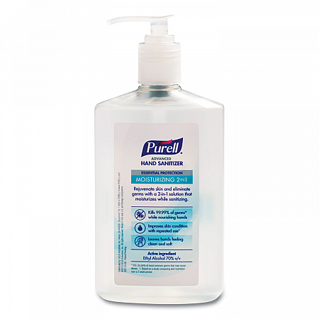 2 in 1 Moisturizing Advanced Hand Sanitizer Gel, 12 oz Pump Bottle, Clean Scent (369812)