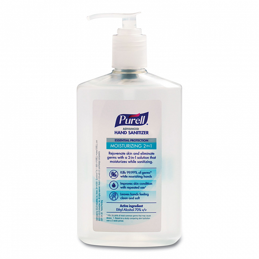 2 in 1 Moisturizing Advanced Hand Sanitizer Gel, 12 oz Pump Bottle, Clean Scent (369812)