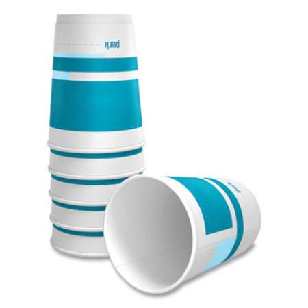 Perk Insulated Paper Hot Cups, 12 oz, White/Blue, 40/Pack (59483)