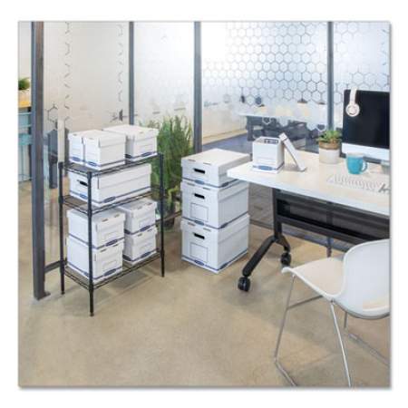 Bankers Box Organizer Storage Boxes, Medium, 8.25" x 12.88" x 6.5", White/Blue, 12/Carton (4662201)