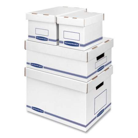 Bankers Box Organizer Storage Boxes, Small, 6.25" x 8.13" x 6.5", White/Blue, 12/Carton (4662101)
