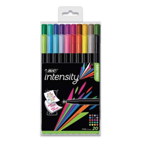 BIC Intensity Porous Point Pen, Stick, Fine 0.4 mm, Assorted Ink and Barrel Colors, 20/Pack (BCFPA201AST)