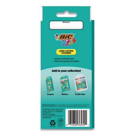 BIC Kids Coloring Pencils, 0.7 mm, HB2 (#2), Assorted Lead, Assorted Barrel Colors, 12/Pack (BKCP12AST)