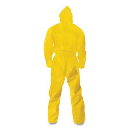 KleenGuard A70 Chemical Spray Protection Coveralls, Hooded, Storm Flap, Yellow, Large,12/Carton (09813)