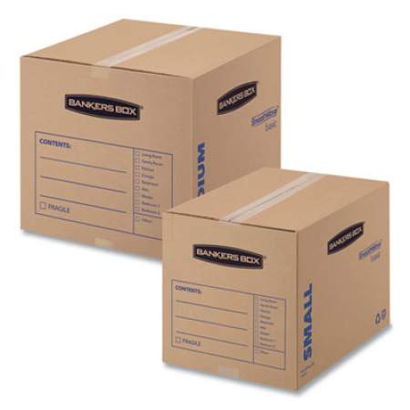 Bankers Box SmoothMove Basic Moving Boxes, Medium, Regular Slotted Container (RSC), 18" x 18" x 16", Brown Kraft/Blue, 20/Bundle (7713901)