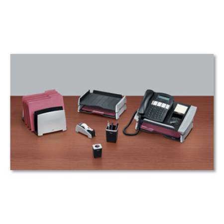 Fellowes Office Suites Desktop Tape Dispenser, Heavy Base, 1" Core, Plastic, Black/Silver (8032701)
