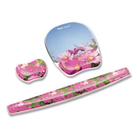 Fellowes Gel Mouse Pad w/Wrist Rest, Photo, 9 1/4 x 7 1/3, Pink Flowers (9179001)