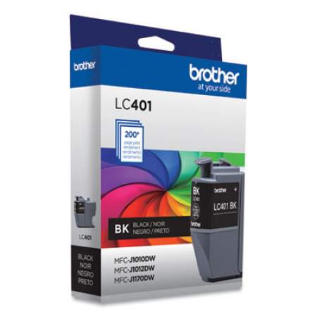 Brother LC401BKS Ink, 200 Page-Yield, Black