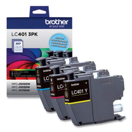 Brother LC4013PKS Ink, 200 Page-Yield, Cyan/Magenta/Yellow, 3/Pack
