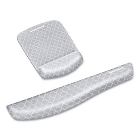 Fellowes PlushTouch Mouse Pad with Wrist Rest, 7 1/4 x 9 3/8 x 1, Gray/White Lattice (9549701)